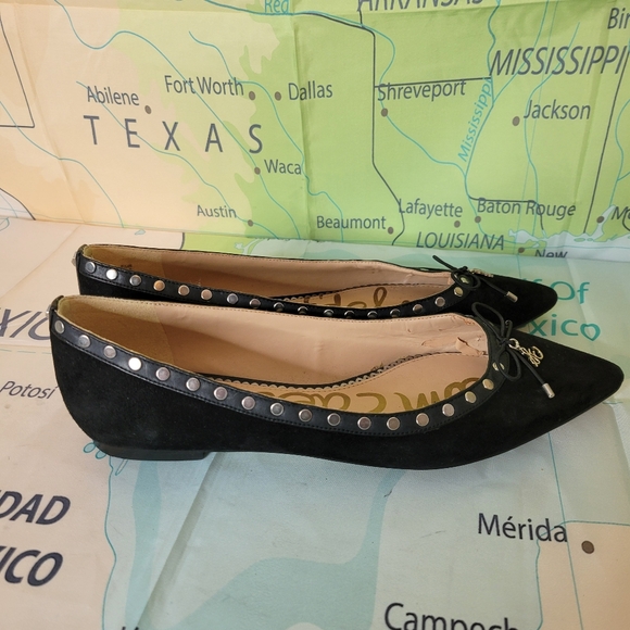 Sam Edelman Black Studded Suede Flats Size 9.6 - Picture 5 of 8